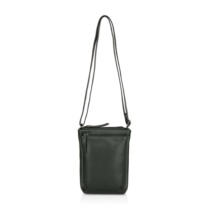 Sienna: Napa Leather Crossbody Bag (Dark Green)