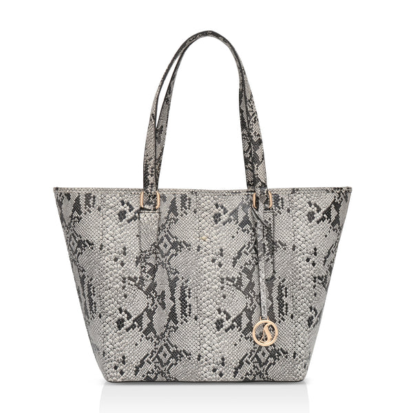 Pinnacle: Italian Leather Laptop Tote Bag (Black and White)