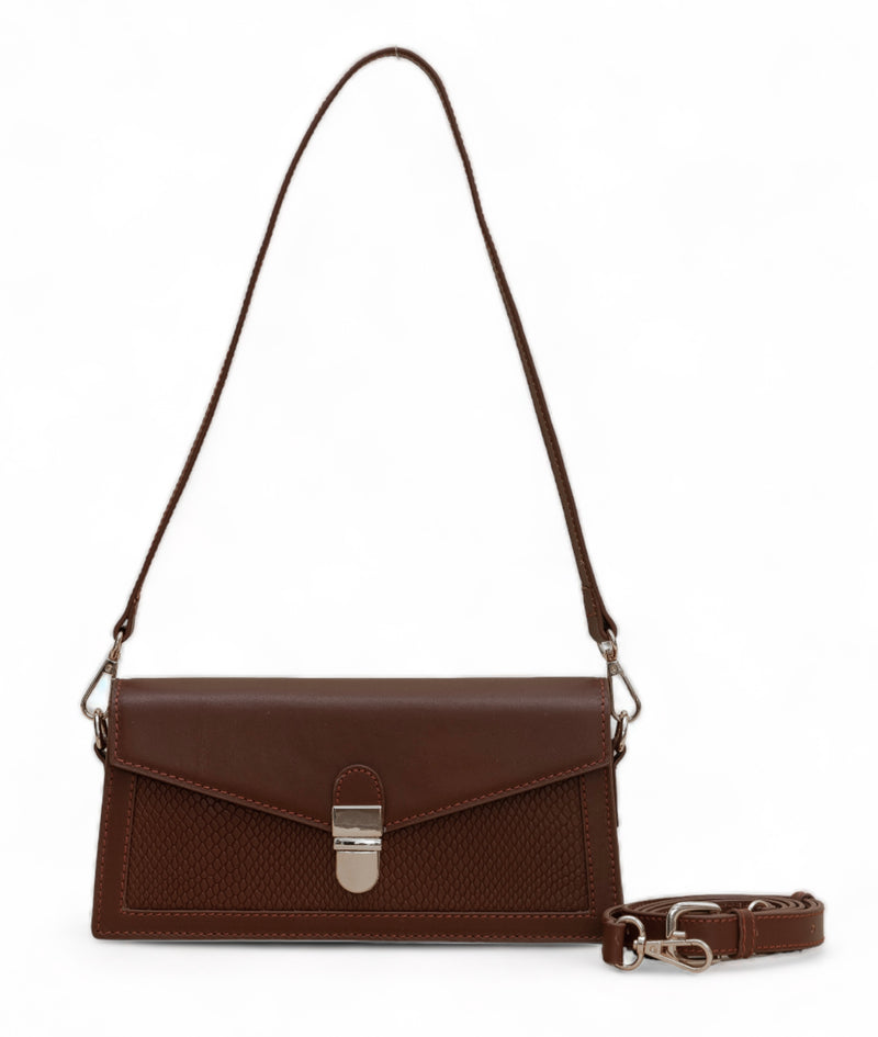 Vogue: Embossed Leather Shoulder Bag (Brown)