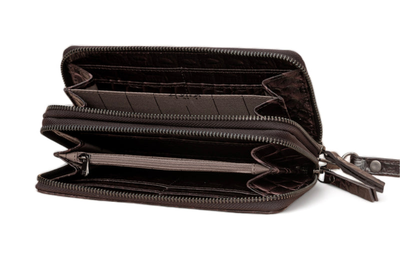 Panache: Double Zip Womens’ Wallets (Brown)