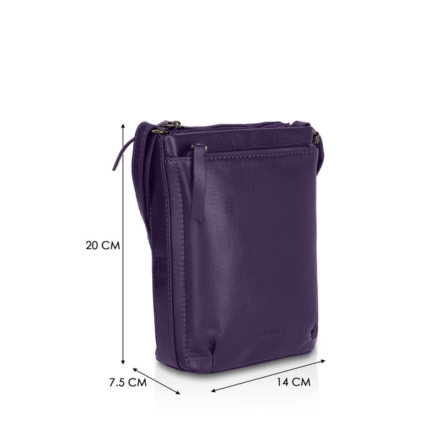 Sienna: Napa Leather Crossbody Bag (Purple)