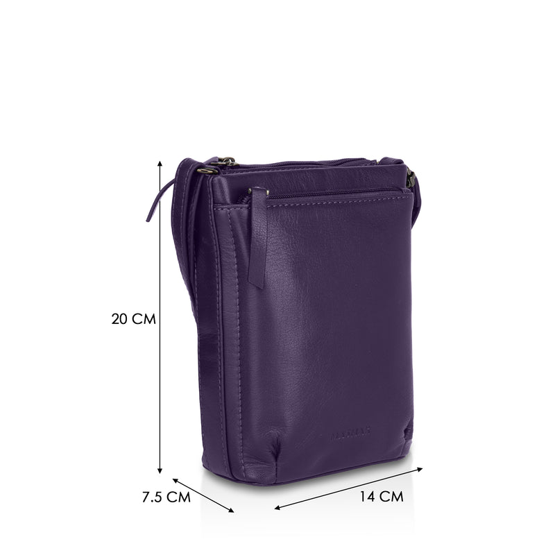 Sienna: Napa Leather Crossbody Bag (Purple)