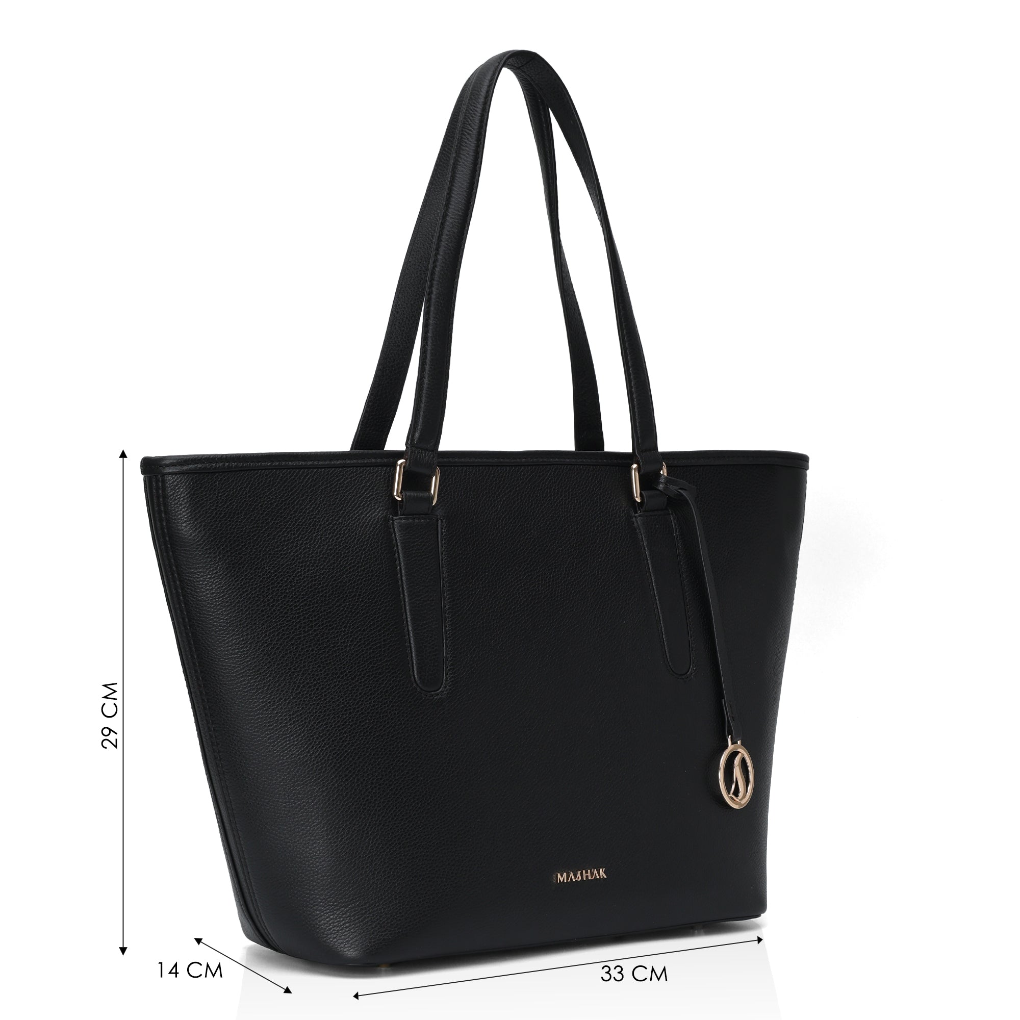 Pinnacle: Pebbled Leather Laptop Tote Bag (Black)
