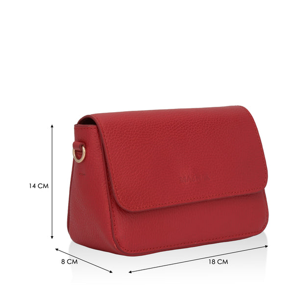 Eva : Pebbled Leather Crossbody Bag (Hot Pink)