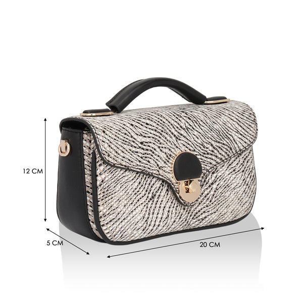 Terra: Italian Leather Cross Body Bag (Black and White)