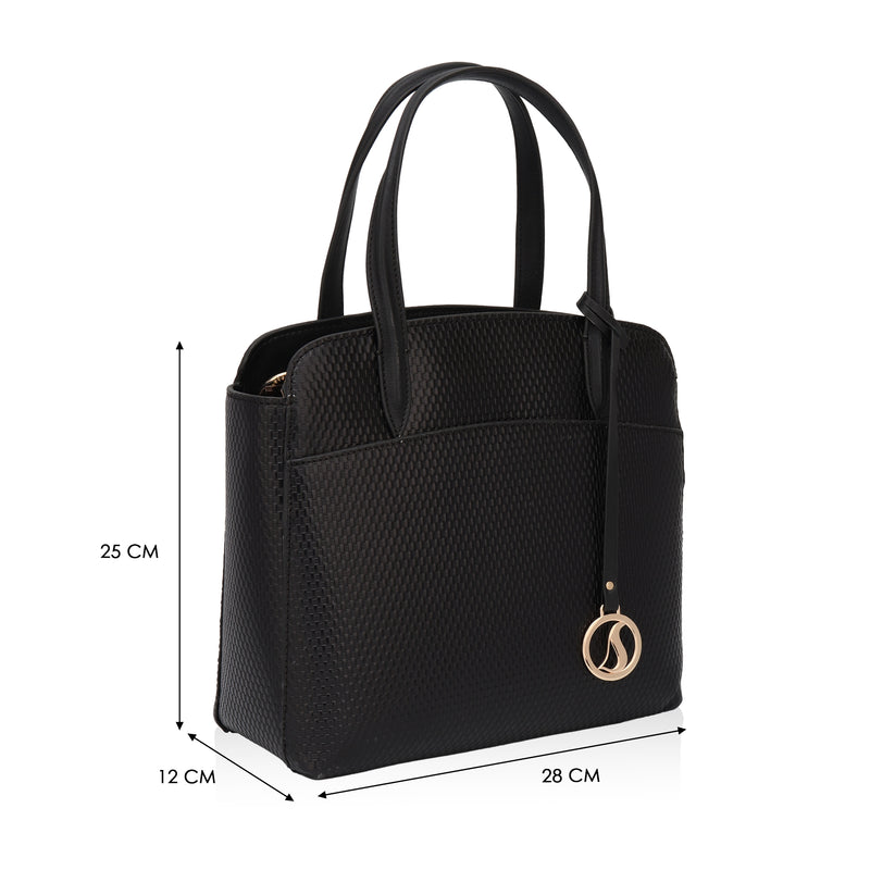 Opula: Scaled Leather Handbag (Black)