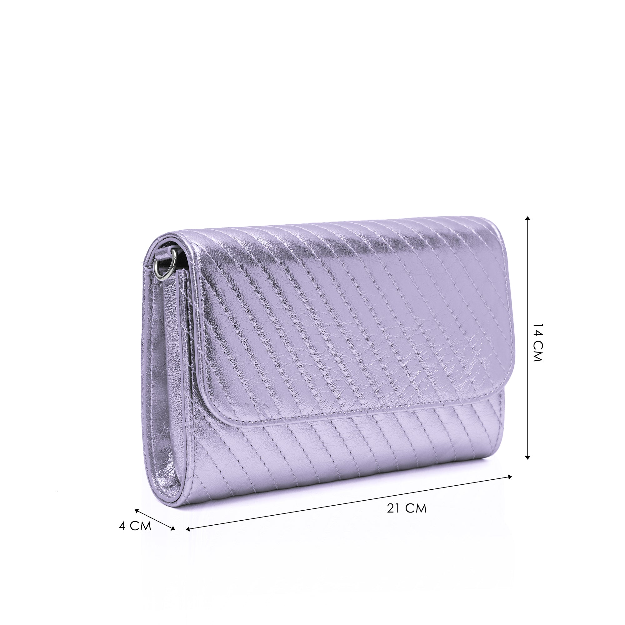 Elara: Metallic Leather Crossbody Bag (Lavender)