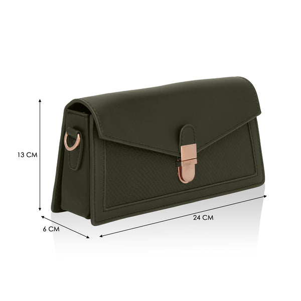 Vogue: Embossed Leather Shoulder Bag (Olive)