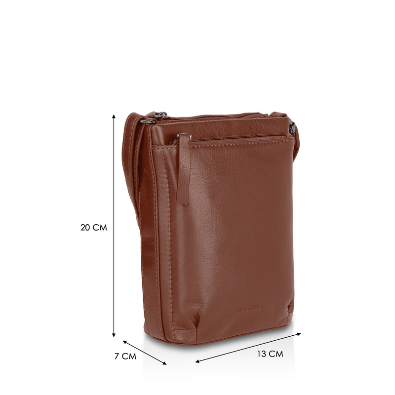 Sienna: Napa Leather Crossbody Bag (Tan)
