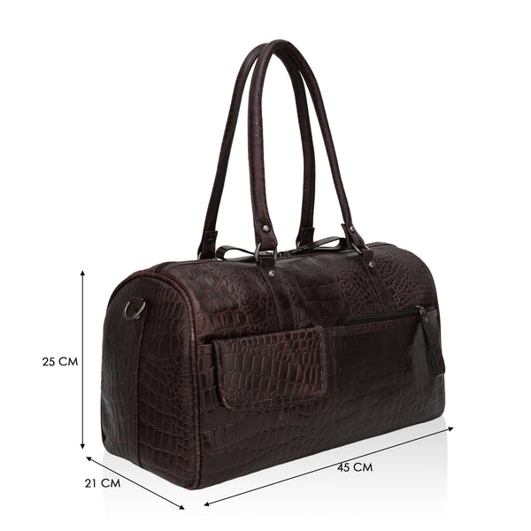 Elité: Luxury Leather Travel Duffel Bag (Brown)