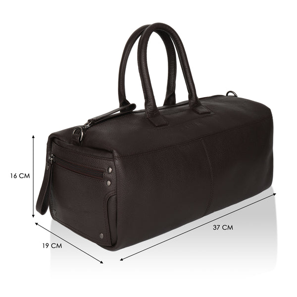 Zenith: Pebbled Leather Gym Duffel Bag (Brown)