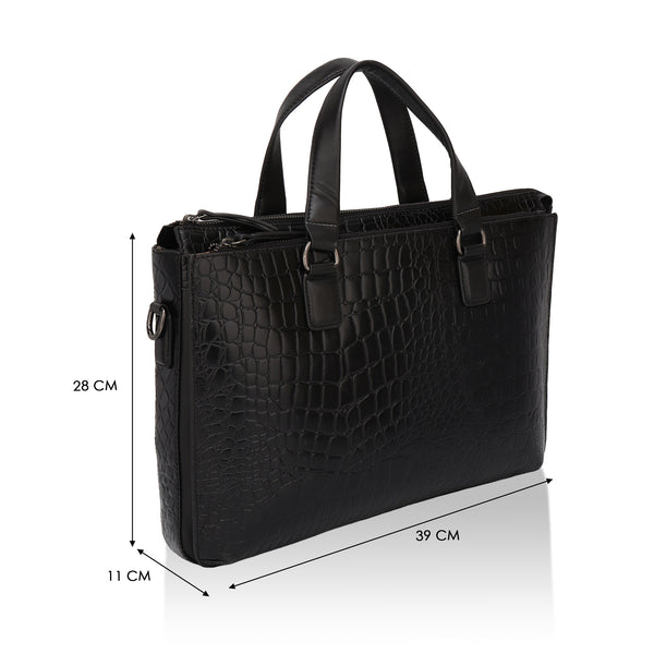 Nexa: Luxury Leather Laptop Bag (Black)