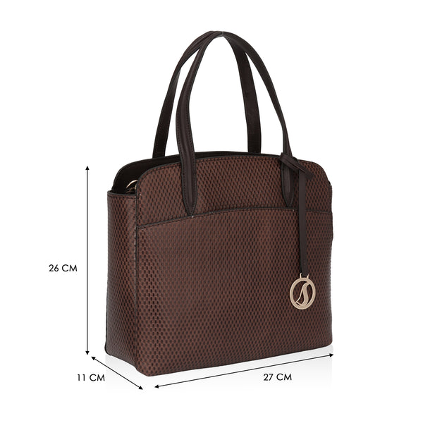 Opula: Scaled Leather Handbag (Brown)