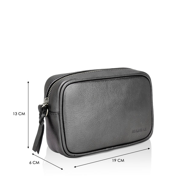 Lumina: Metallic Leather Crossbody Bag (Grey)