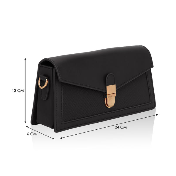 Vogue: Embossed Leather Shoulder Bag (Black)