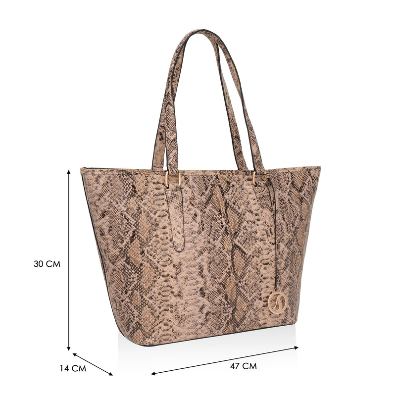Pinnacle: Italian Leather Laptop Tote Bag (Beige)