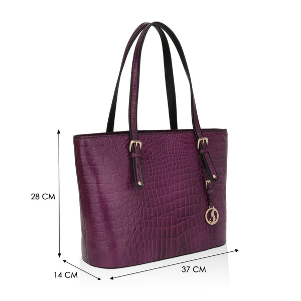 Alpha: Luxury Leather Office Tote (Purple)