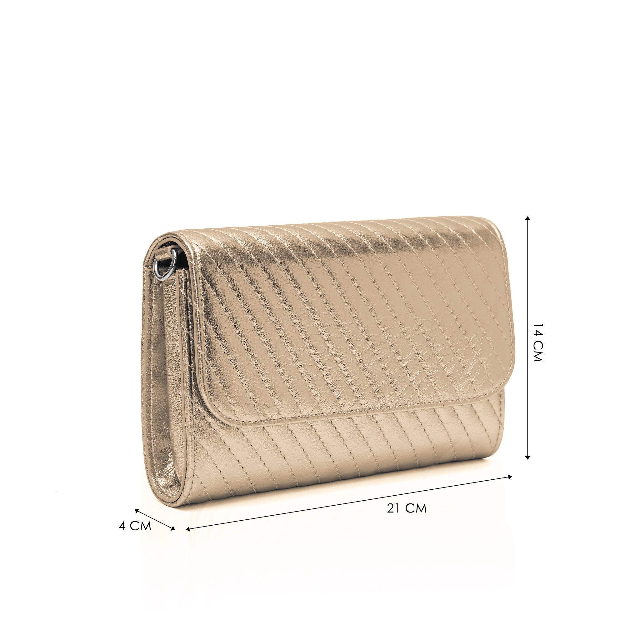 Elara: Metallic Leather Crossbody Bag (Gold)