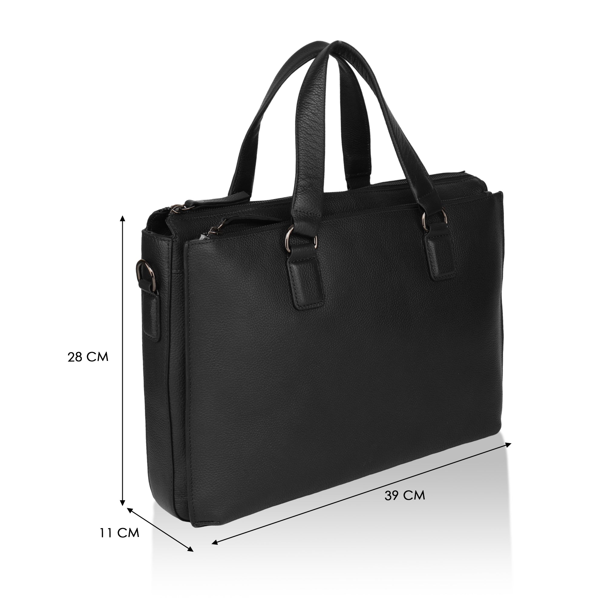 Nexa: Pebbled Leather Laptop Bag (Black)