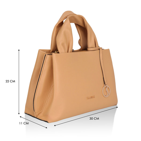 Mia : Napa Leather Handbag (Camel)