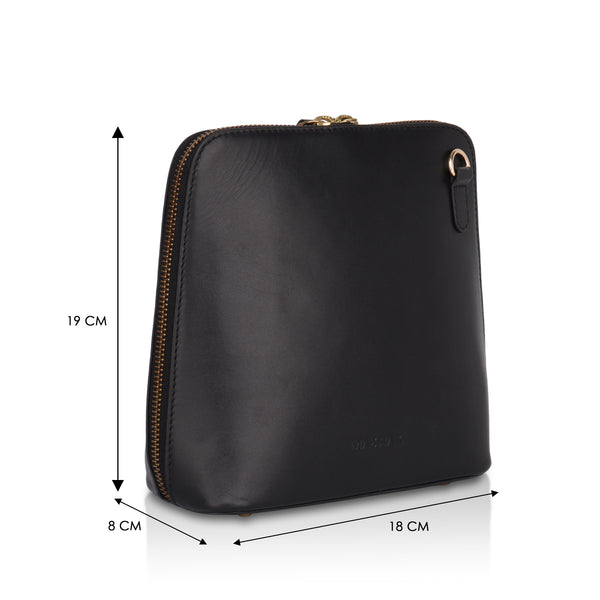 Luxeblend: Full Grain Leather Crossbody Bag (Black)