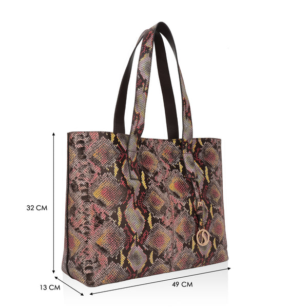 Wild Allure: Italian Leather Tote Bag (Multicolour)