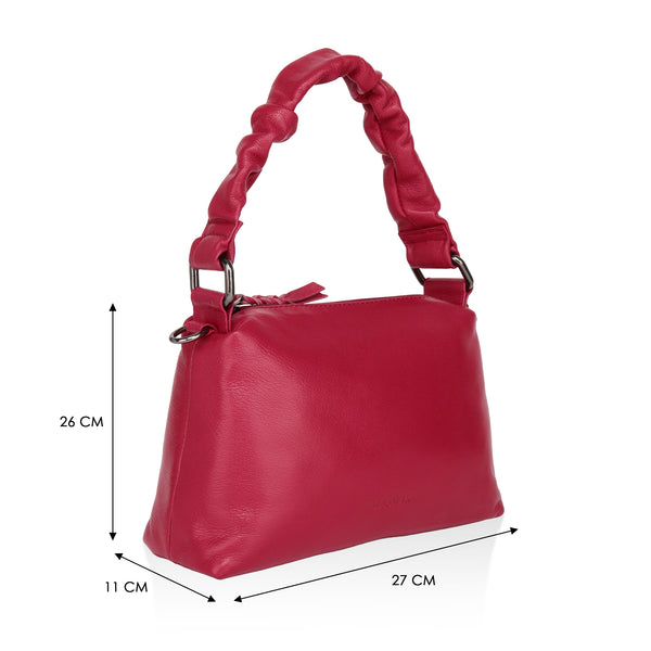 Verve: Napa Leather Crossbody Bag (Hot Pink)
