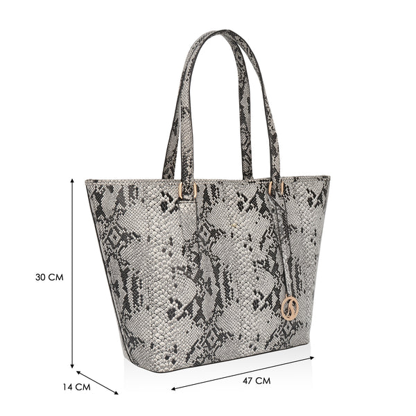 Pinnacle: Italian Leather Laptop Tote Bag (Black and White)