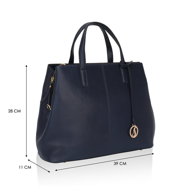 Divino: Napa Leather Laptop Handbag (Navy Blue)