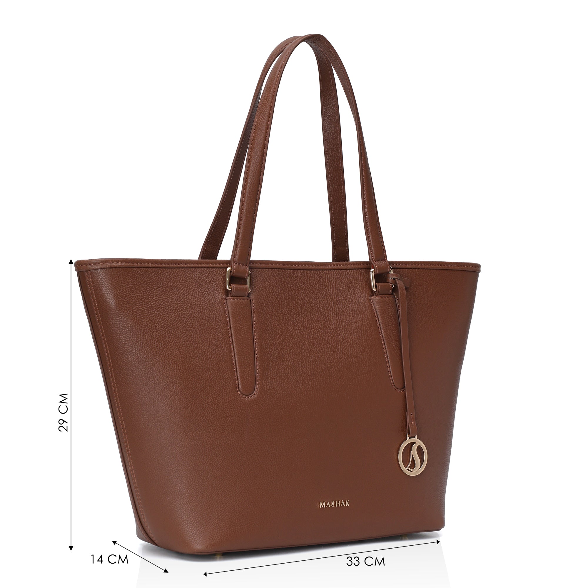 Pinnacle: Pebbled Leather Laptop Tote Bag (Tan)