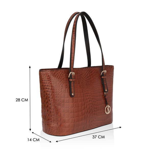 Alpha: Luxury Leather Office Tote (Tan)