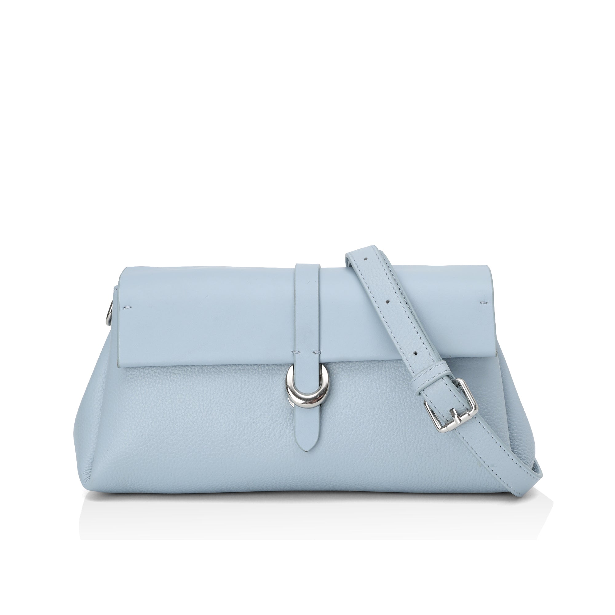 Aster : Pebbled Leather Shoulder Crossbody Bag (Sky Blue)