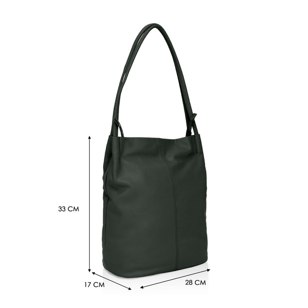 Boho: Soft Napa Leather Tote Bag (Dark Green)