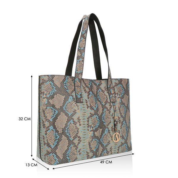 Wild Allure: Italian Leather Tote Bag (Blue)