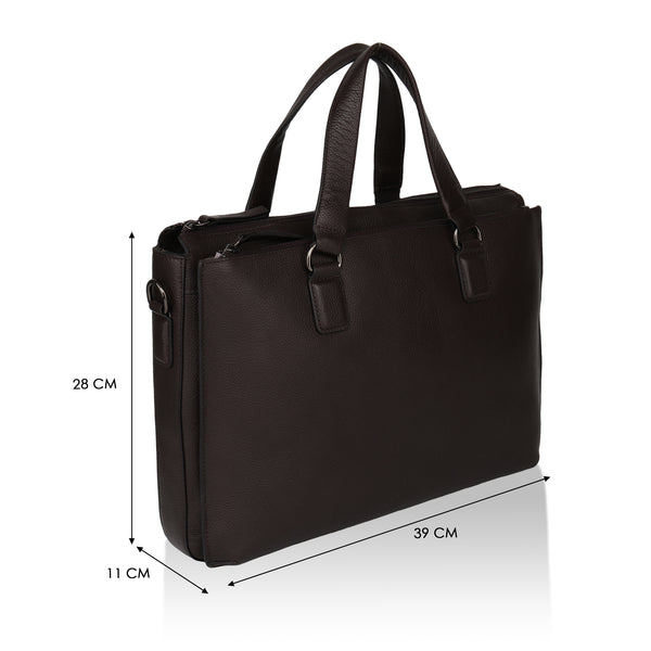 Nexa: Pebbled Leather Laptop Bag (Brown)