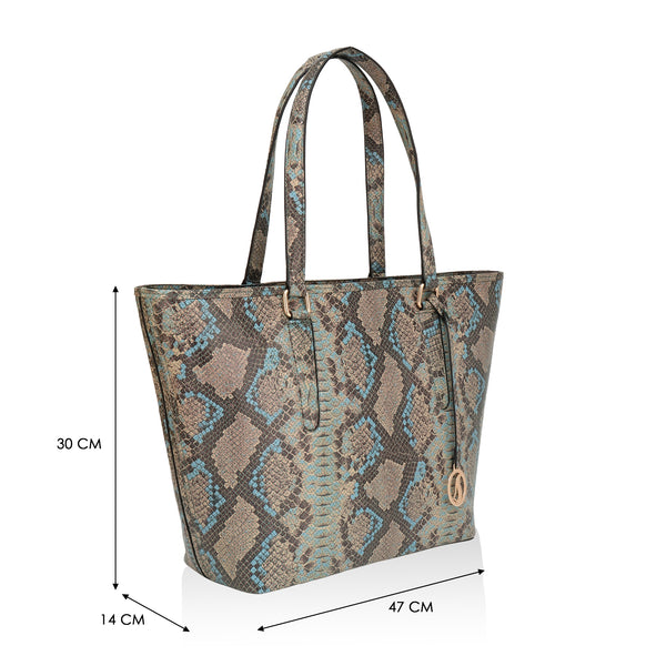 Pinnacle: Italian Leather Laptop Tote Bag (Blue)