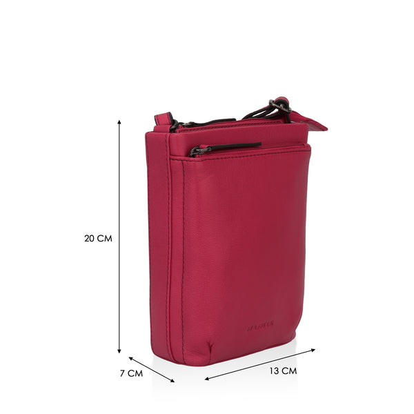 Sienna: Napa Leather Crossbody Bag (Hot Pink)