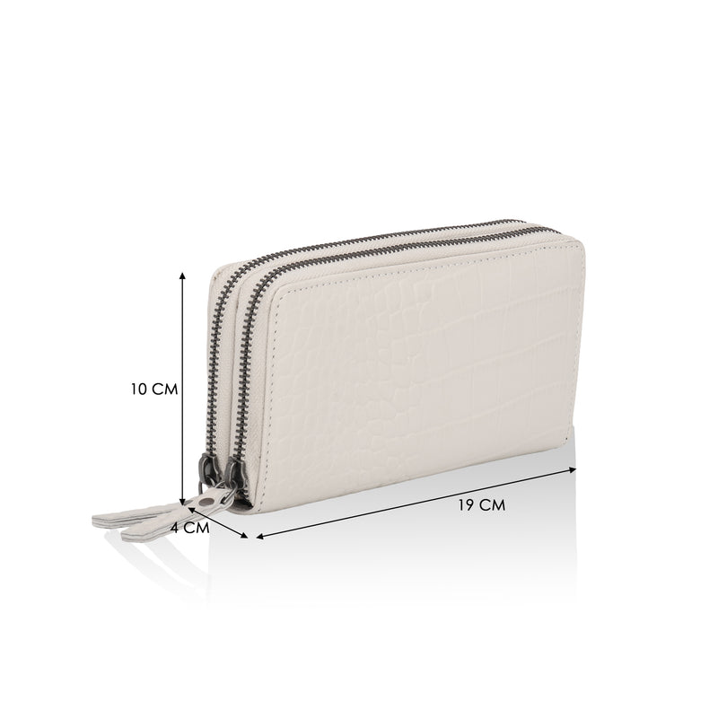 Panache: Double Zip Womens’ Wallets (Cream)