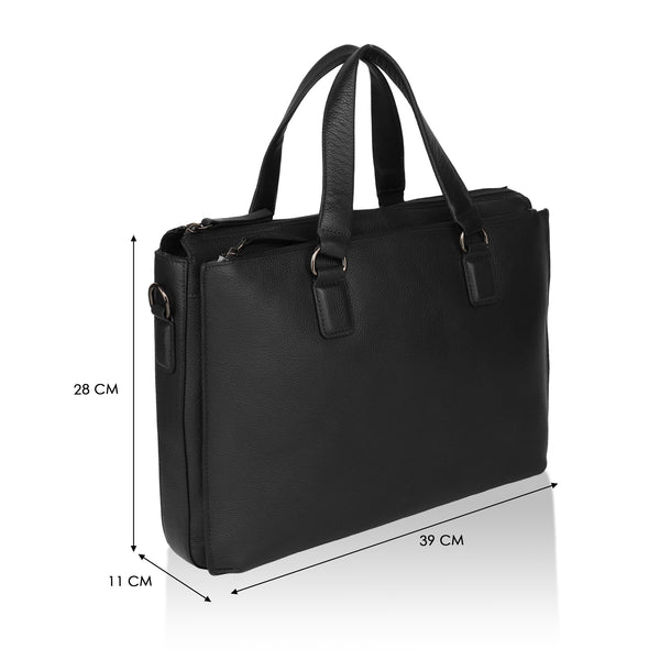 Nexa: Pebbled Leather Laptop Bag (Black)