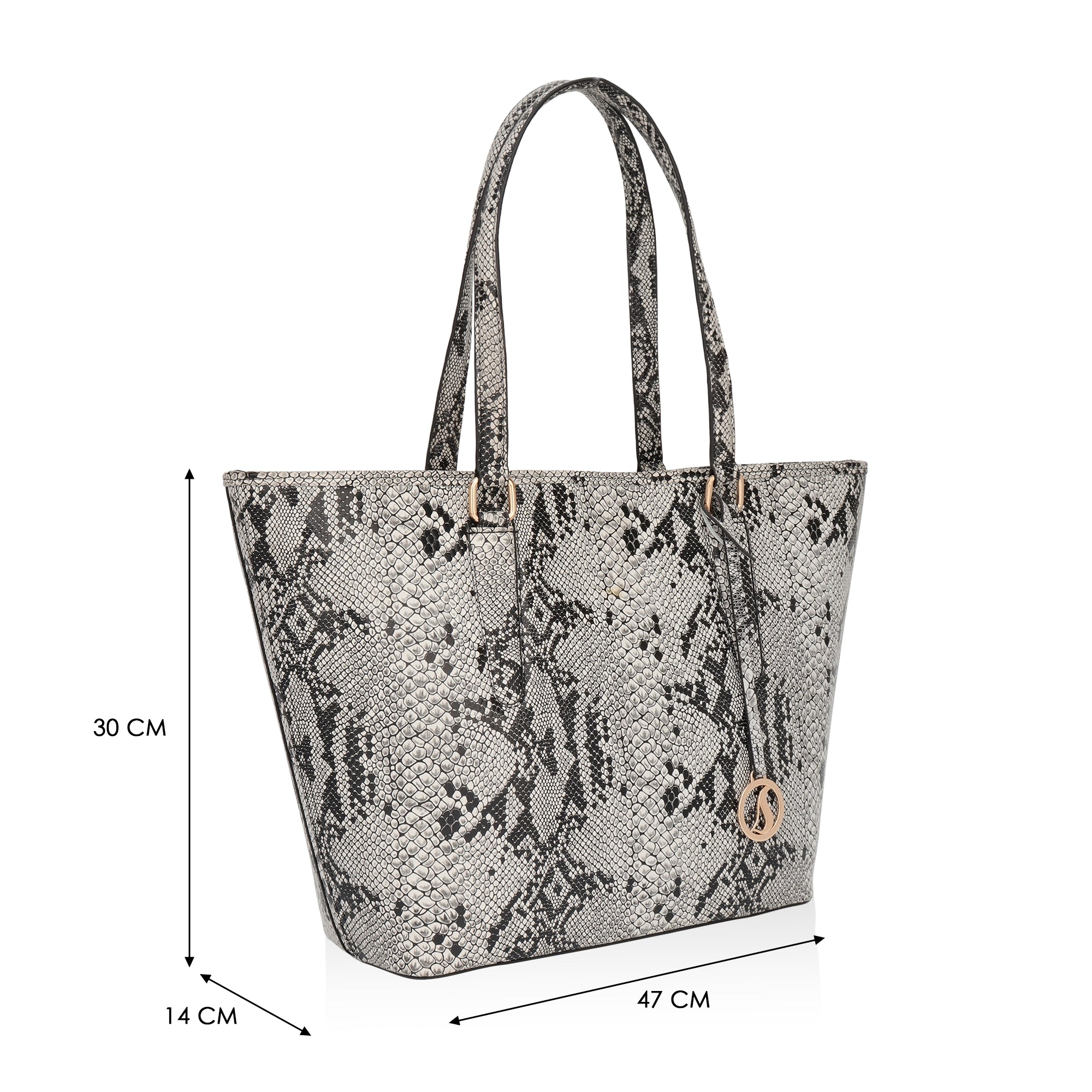 Pinnacle: Italian Leather Laptop Tote Bag (Black and White)