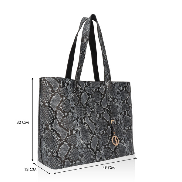 Wild Allure: Italian Leather Tote Bag (Black)
