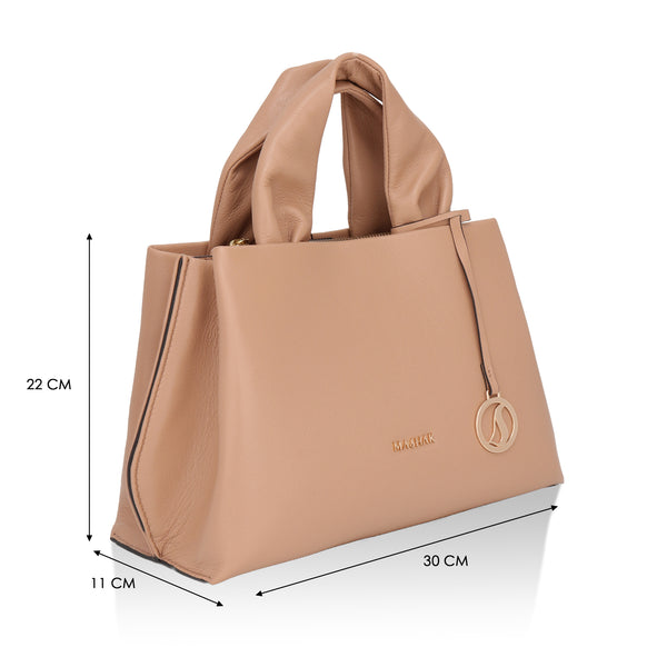 Mia : Napa Leather Handbag (Nude)