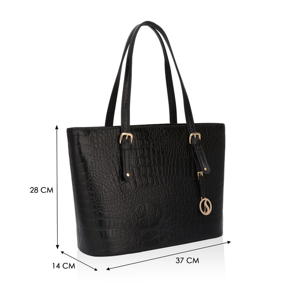 Alpha: Luxury Leather Office Tote (Black)