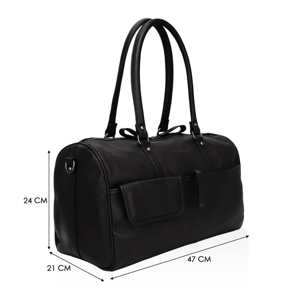 Elité: Pebbled Leather Travel Duffel Bag (Black)