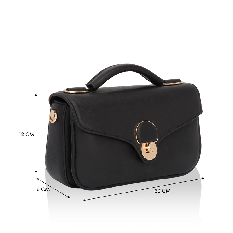 Terra: Pebbled Leather Cross Body Bag (Black)