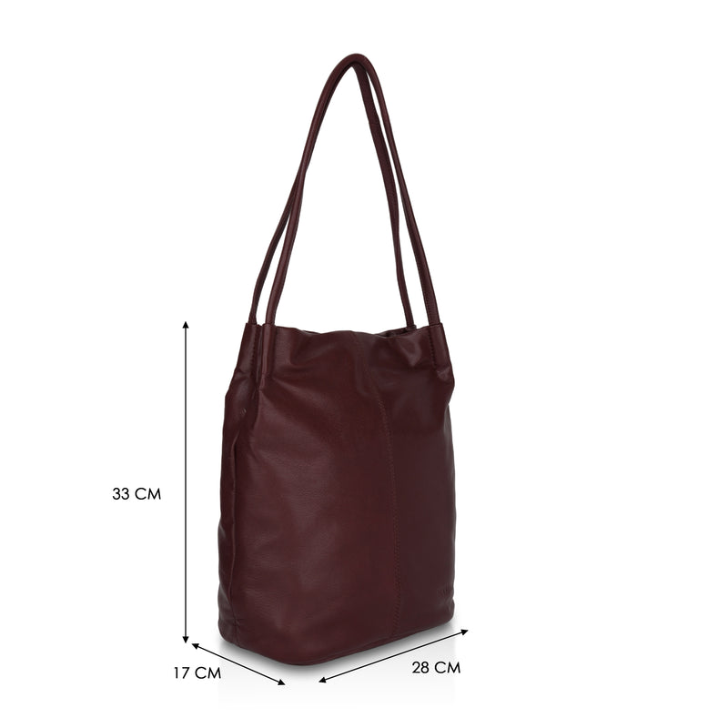 Boho: Soft Napa Leather Tote Bag (Wine)