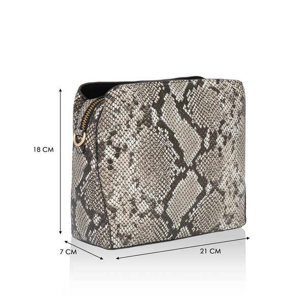 Savannah: Italian Leather Crossbody Bag (Grey)