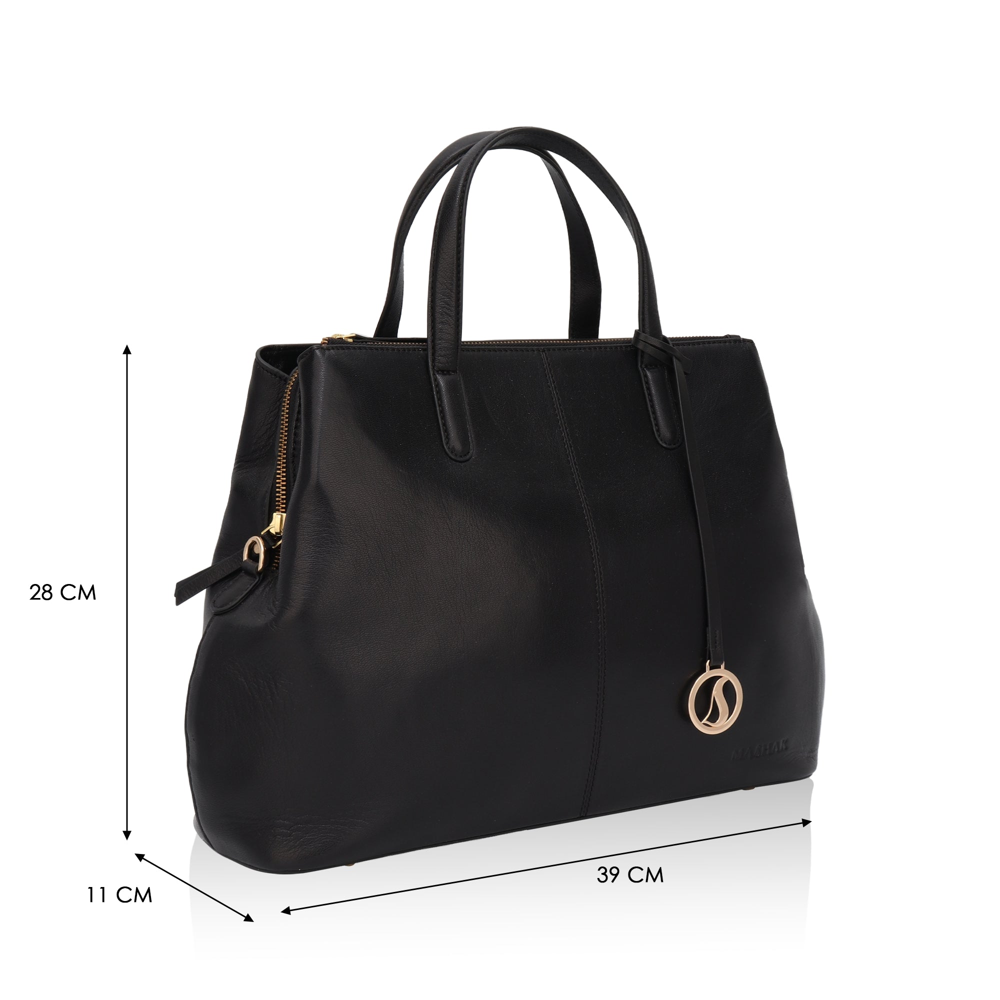 Divino: Napa Leather Laptop Handbag (Black)
