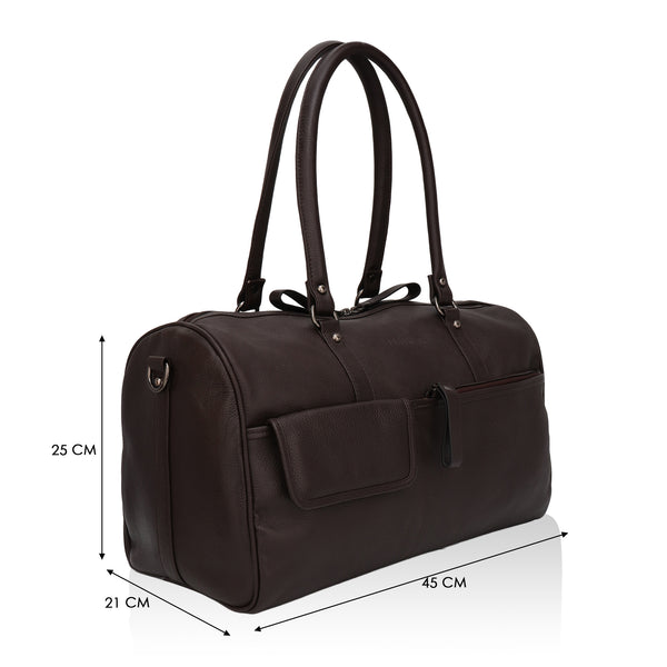 Elité: Pebbled Leather Travel Duffel Bag (Brown)