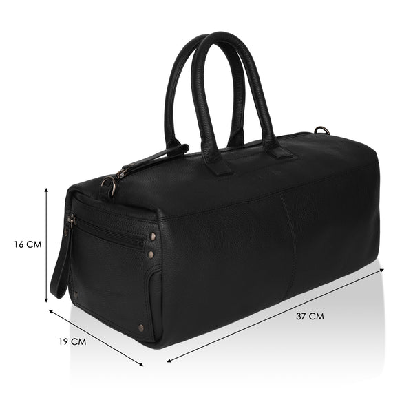 Zenith: Pebbled Leather Gym Duffel Bag (Black)